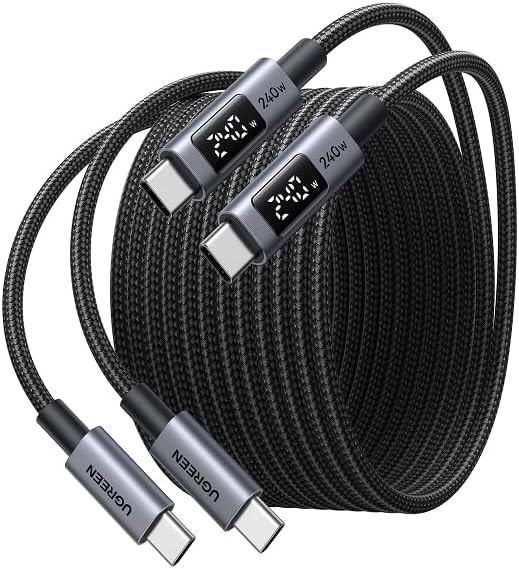 UGREEN 240W USB C Cable with Digital Display 2-Pack, PD 100W, 6.6ft