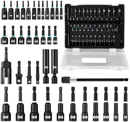 Saker Magnetic Nut Driver Set: 38pcs Impact Driver Socket Adapters with Bit Extension,Wing Nut Driver,Spark Plug Socket,Universal Hex Adapter - 4pcs Stainless Steel Kit