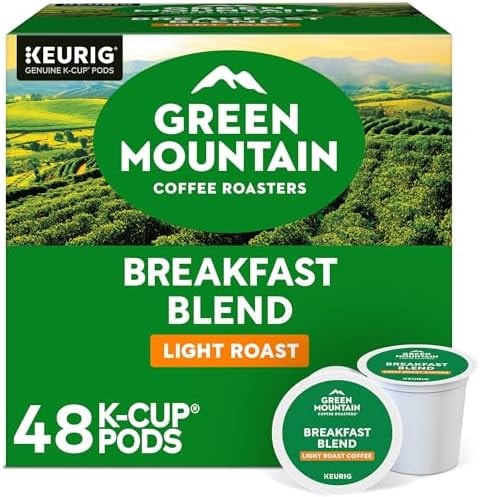 Green Mountain Coffee Roasters Breakfast Blend Single-Serve Keurig K-Cup Pods, Light Roast Coffee, 48 Count