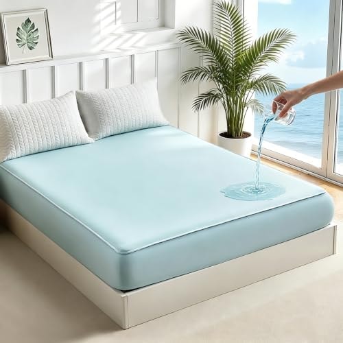 Tokokimo Breathable Fitted Sheet Queen, Non-Slip & Waterproof Sheets