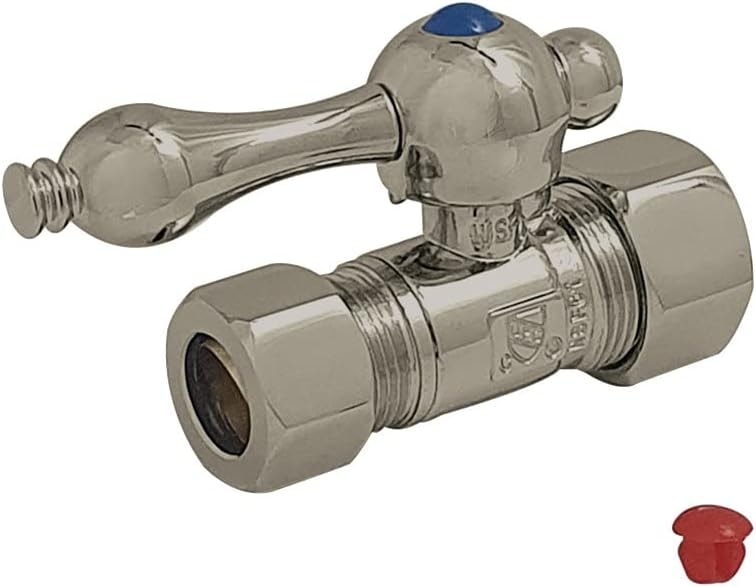 Kingston Brass CC44458 5/8" OD Comp X 1/2" OD Comp Straight Shut-Off Valve, Brushed Nickel
