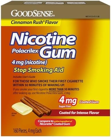 GoodSense Nicotine Polacrilex Coated Gum 4 mg, Soft Cinnamon, 160 Count