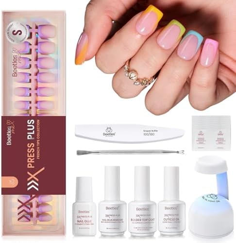 Beetles Press On Nails Kit - Short Square French Tip Nails Kit, 224 Pcs