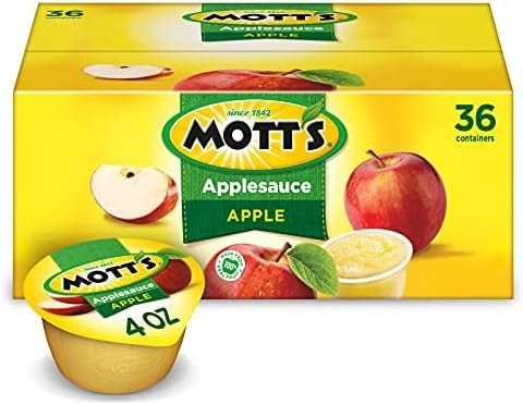 Mott's Applesauce, 4 Oz Cups, 36 Count, No Artificial Flavors, Good Source of Vitamin C, Nutritious Option for The Whole Family