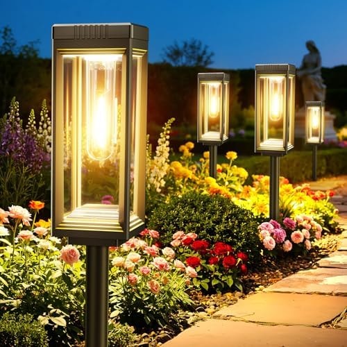 Tall Solar Lights Outdoor, 8 Pack Bright Pathway Lights Solar Powered