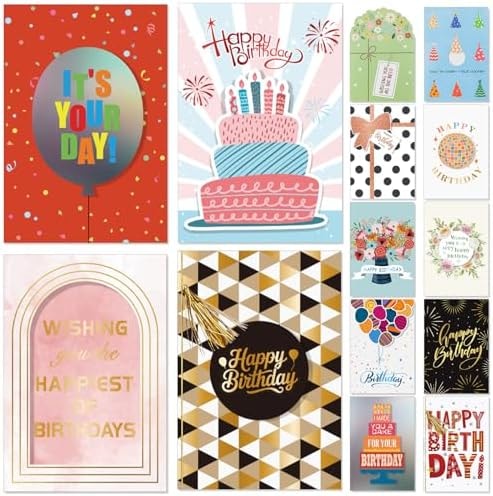 Frelimiu 14 Pack 3D Handmade Birthday Cards Bulk with Envelopes