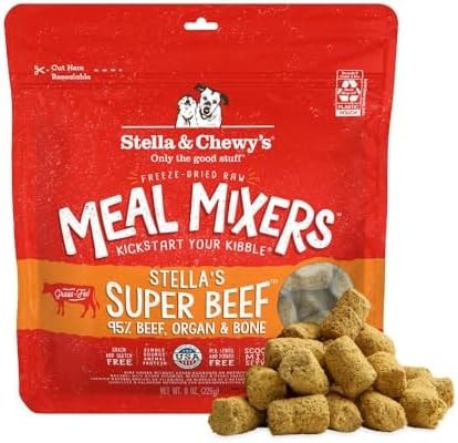 Stella & Chewy's Freeze-Dried Raw Beef Meal Mixers- Dog Food Topper and Mixer - Made with 95% Grass-Fed Beef, Organs & Bone - Perfect for Picky Eaters - Grain-Free - 8 oz