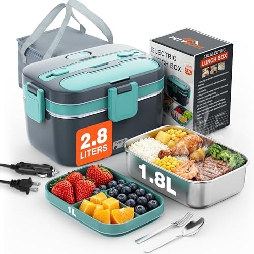 PETYDOOT 2.8L Electric Heated Lunch Box 100W Portable Food Warmer for Adult