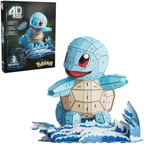 4D Build, Pokémon Squirtle 3D Model Kit, Pokémon Figure, Kanto First Partner Collection, Desk Décor, 180 Pieces, Gift Ideas for Ages 12 & Up