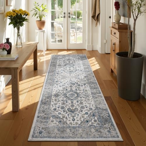 UKISS Washable Runner Rug ,2x6 Non-Slip Soft Boho Vintage Floral Kitchen Rug Runner Rugs,Long Low Pile Carpet Runner Rug for Entryway Bedroom, Kitchen, Laundry, Bathroom.