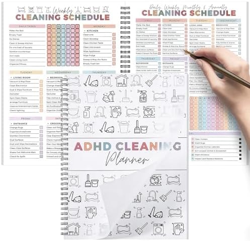 Thboxes ADHD Planner, Reusable House Cleaning Schedule Planner for Adults