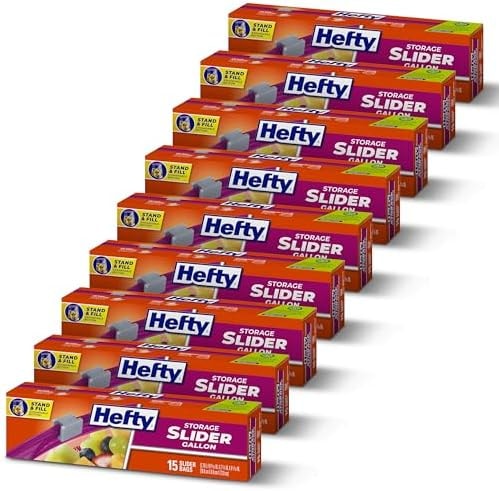 Hefty Slider Storage Bags, Gallon Size, 15 Count (9 Pack), 135 Total