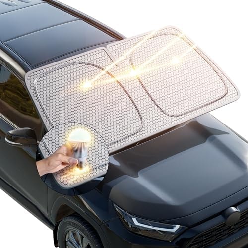 helloleiboo Graphene Car Windshield Sun Shade, 61" x 34" Foldable