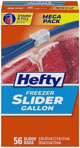 Hefty Slider Freezer Bags, Gallon Size, 56ct