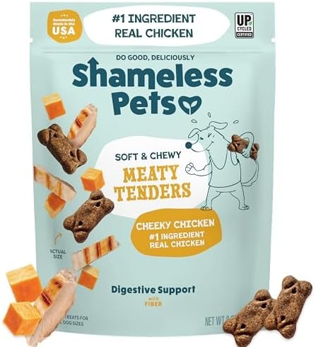 Shameless Pets Soft Dog Treats – Cheeky Chicken Meaty Tenders, Soft & Chewy Treats for Dogs, Real Chicken 1st Ingredient, Grain Free, Healthy Treats for Small, Medium & Large Dogs, 8oz