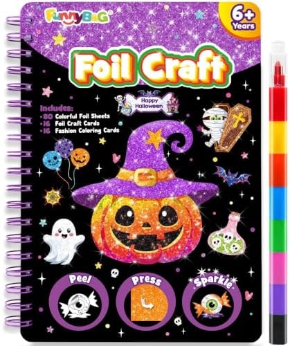 FUNNYB&G Foil Art Craft Kit for Kids, Halloween Crafts Gift Toy for Kids