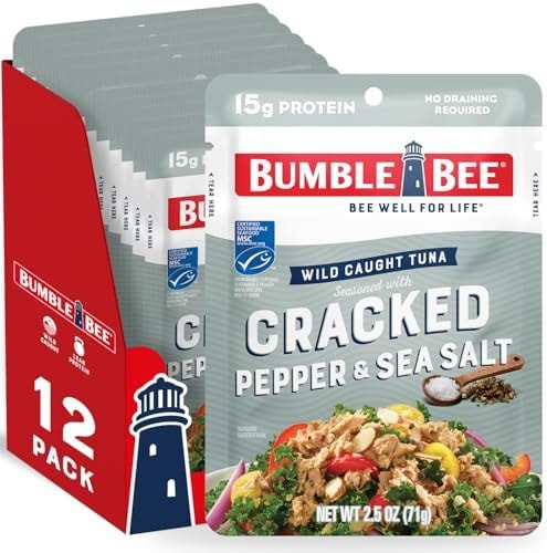 Bumble Bee Cracked Pepper & Sea Salt Tuna Pouch, 2.5 oz (Pack of 12)