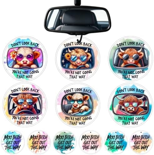 Car Air Fresheners Highland Cow Gifts Ornament for Women 6 Pack, Cute Cow Hanging Car Accessories Interior for Women Wife Girls Home Decorations Christmas Gift Birthday Valentines Day Gifts