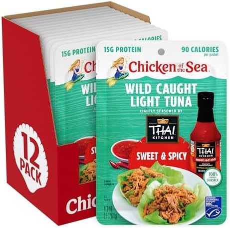 Chicken of the Sea Wild Caught Light Tuna, 2.5 oz. Packets (Box of 12), Sweet & Spicy Seasoning