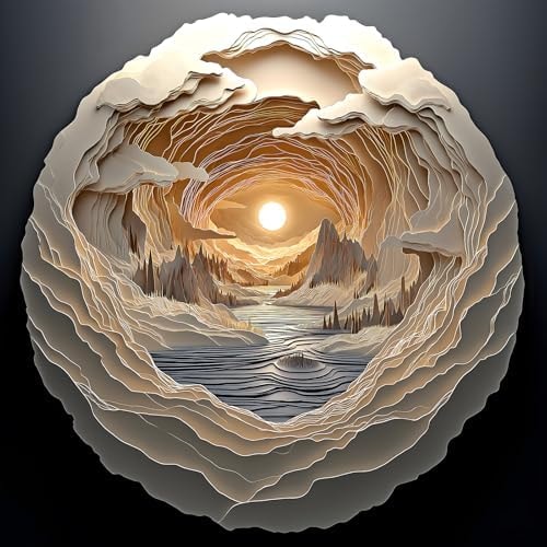 3D Visual Art Puzzles for Adults 500 Pieces Cave Dawn Jigsaw Puzzles for Adults Beautiful Landscape Puzzles 500 Pieces Challenging Family Puzzle