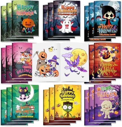 Elfew 24 Pack Mini Halloween Coloring Books for Kids Bulk