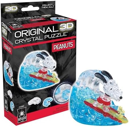 BePuzzled, Peanuts Snoopy Surf Original 3D Crystal Puzzle, Based on Characters from the Beloved Peanuts Comic Strip, Puzzlers Ages 12 and Up