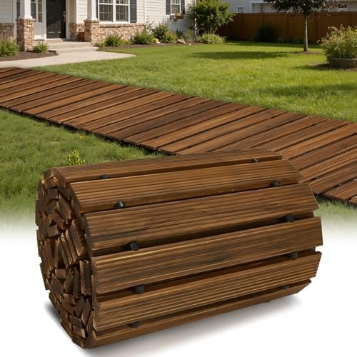 Buymoth 8FT Wooden Garden Pathway,Roll Out Decorative Straight Walkway