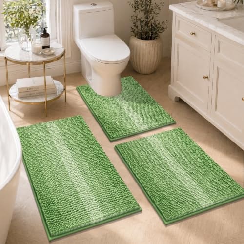 Yamaziot Bathroom Rugs Sets 3 Piece, Ultra Absorbent Non Slip Bath Mats
