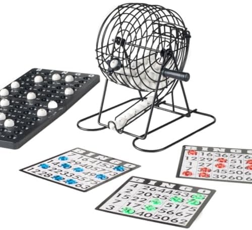 HEY! PLAY! Complete Bingo Set - Deluxe Classic Carnival and Casino Game for Adults with Tumbler Cage, Master Board, Sheets, and Markers