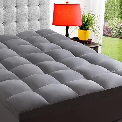 ELEMUSE Queen Grey Mattress Topper, Thick Pillow Top Mattress Pad Cover