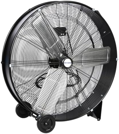 BILT HARD 30" High Velocity Drum Fan with 2 Speeds, 13000 CFM Heavy Duty Industrial Shop Fan, Large Commercial Floor Fan with Casters & Handle for Warehouse, Workshop and Garage, Black