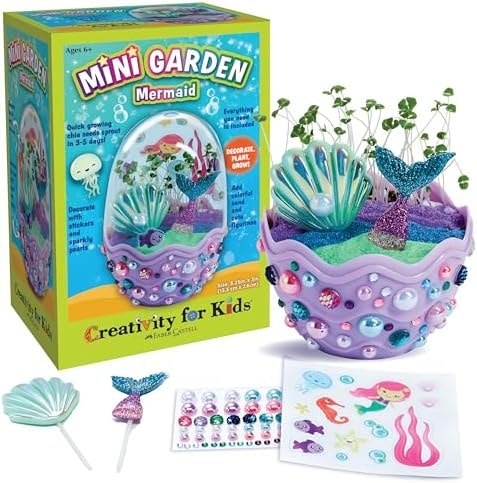 Creativity for Kids Mini Garden: Mermaid Terrarium Kit - Mermaid Gifts for Girls, Crafts and Toys, Stocking Stuffers for Kids (Ages 6+)