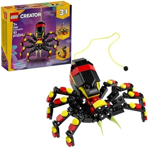 LEGO Creator 3 in 1 Wild Animals Surprising Spider Toy - Building Toy with 3 Build Options, Spider, Scorpion, or Snake - Animal Figures for Kids, Boys & Girls, Ages 7+ - Gift Idea for Birthday - 31159