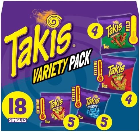 Takis Assorted Variety Pack Rolled Tortilla Chips, 18 Count
