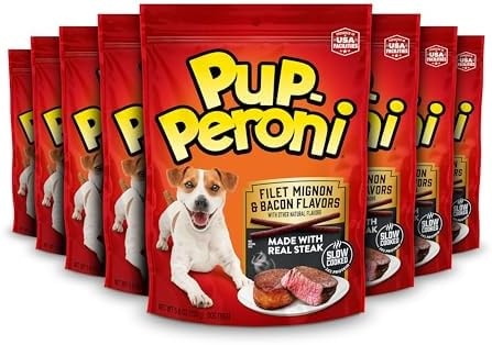 Pup-Peroni Filet Mignon & Bacon Flavor Dog Treats, 5.6 Ounce (Pack of 8)