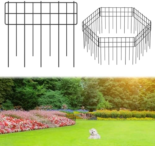 Promitop Square Garden Fence 6 Pack, 12” H, Rustproof No Dig Animal Barrier