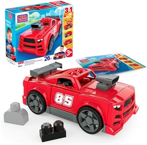 MEGA BLOKS Fisher-Price 3-in-1 Build & Go Race Car Block Toy