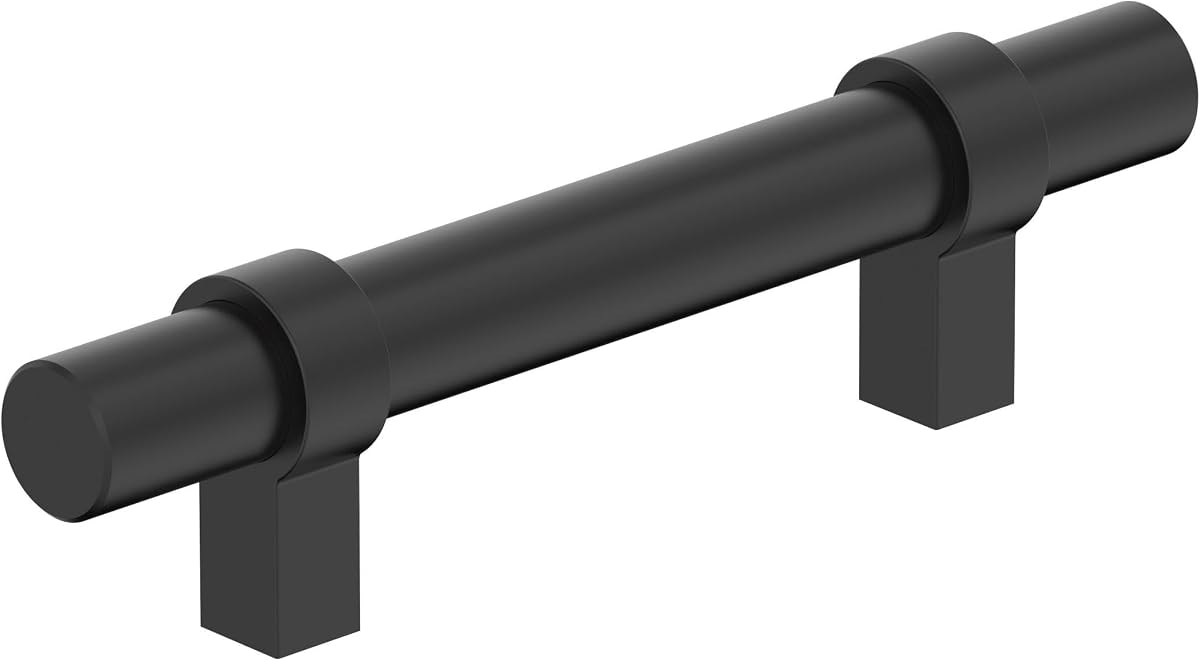 Amerock Central 3 inch (76mm) Center-to-Center Matte Black Cabinet Pull - 25 Pack
