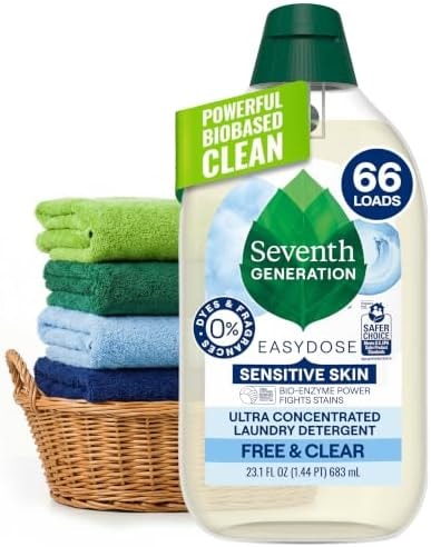 Seventh Generation Laundry Detergent, Ultra Concentrated EasyDose, Free & Clear, 23.1 Fl Oz