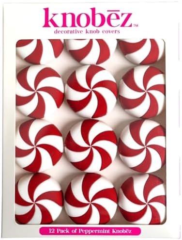Knobēz: Red Peppermint Decorative Knob Covers Package of 12 (Red)