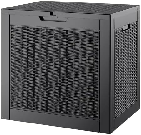 GULAIMOAO Outdoor Storage Waterproof Deck Box for Patio (35 Gallon, Black)