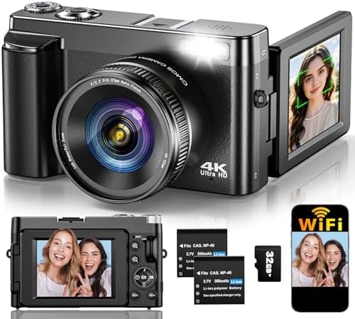 4K Digital Camera for Photography Autofocus, Upgraded 64MP WiFi Vlog Camera
