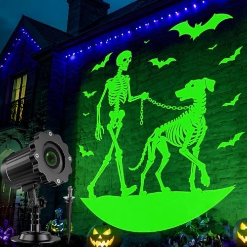 Halloween Projector Lights, Skeleton Walking Dog 3D Dynamic Projector
