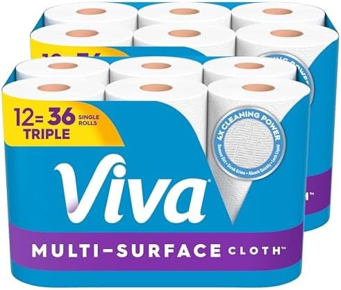 Viva Multi-Surface Cloth Paper Towels, 12 Triple Rolls, 165 Sheets per Roll