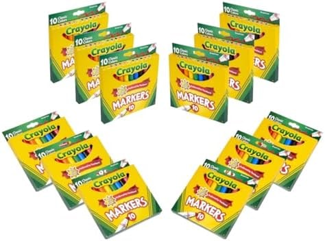 Crayola Broad Line Markers (12pk), Assorted Bulk Markers for Kids, Arts & Crafts Supplies for Coloring Books, Construction Paper, Ages 3+