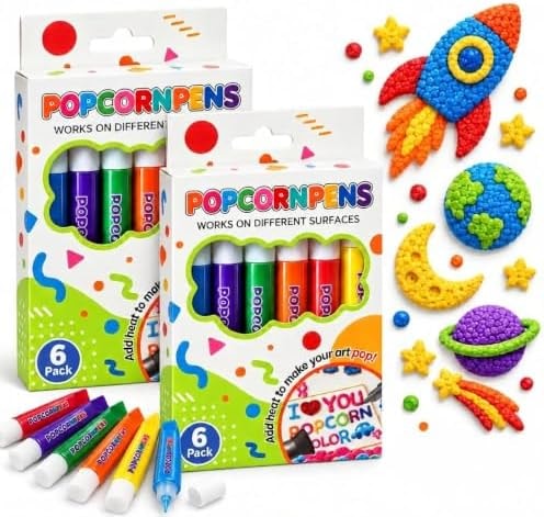 12PCS Popcorn Pens Puffy, 3D Relief Art Pen, Bubble Popcorn Drawing Pens