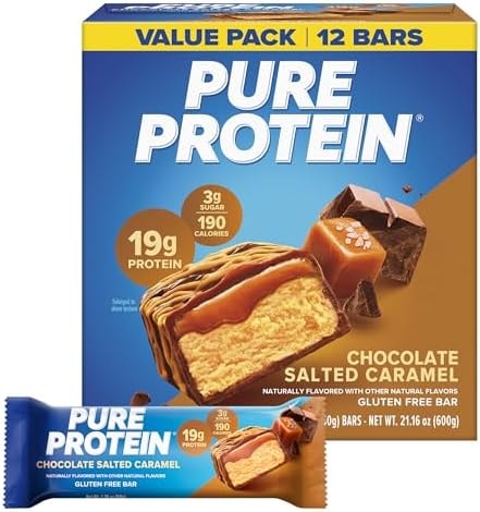 Pure Protein Chocolate Salted Caramel Protein Bars, 20g Protein, 12 Ct