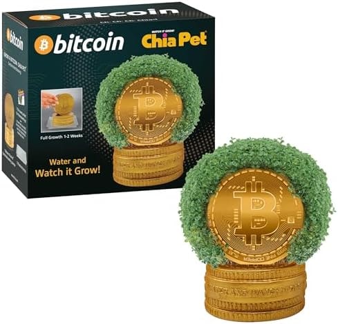 Chia Pet Bitcoin with Seed Pack, Decorative Pottery Planter, Easy to Do and Fun to Grow, Novelty Gift, Perfect for Any Occasion