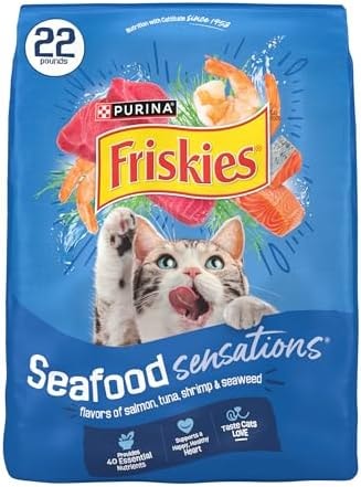 Purina Friskies Dry Cat Food Seafood Sensations With Salmon, Tuna, and Shrimp Flavors - 22 lb. Bag