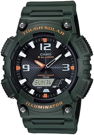 Casio Men's AQ-S810W-3AV Analog-Digital Sport Watch, Forest Green, Tough Solar Powered, 100M Water Resistant, World Time, 1/100-Second Stopwatch, 2 Interval Timers, 5 Alarms, LED Light, Neobrite